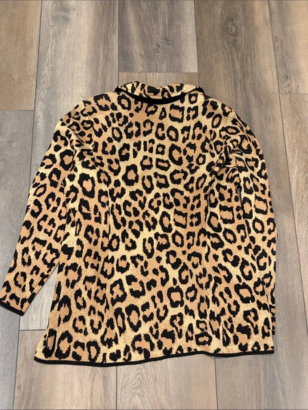 Chico's Leopard Print Double-Breasted Blazer in Tan and Black - Picture 2 of 4